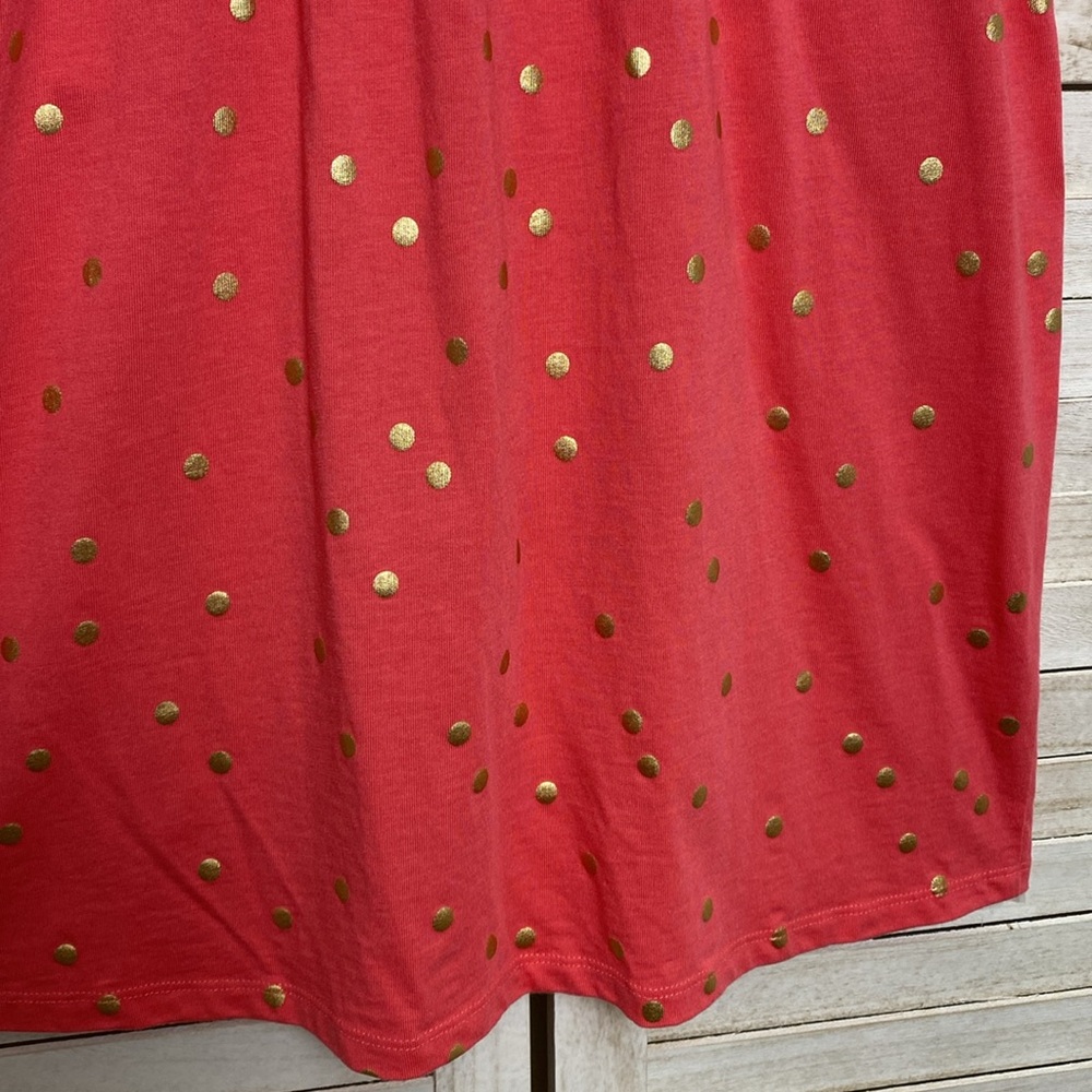 Boden Melinda Coral Gold Polka Stamped Jersey Knit Dress Size 6 - Picture 6 of 9